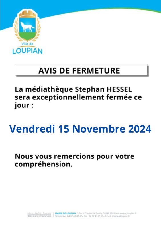 Fermeture exceptionnelle de la médiathèque demain !