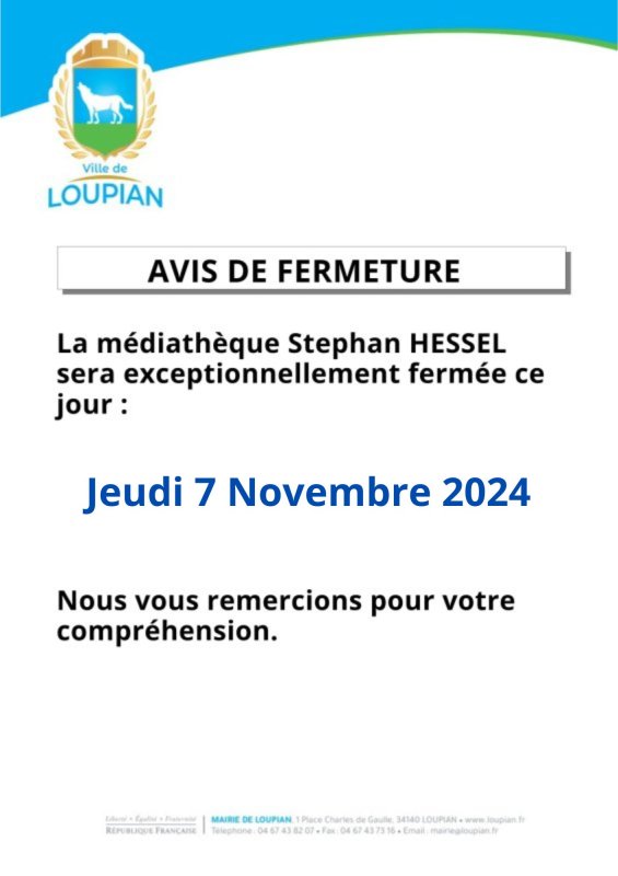 Fermeture exceptionnelle de la médiathèque demain !