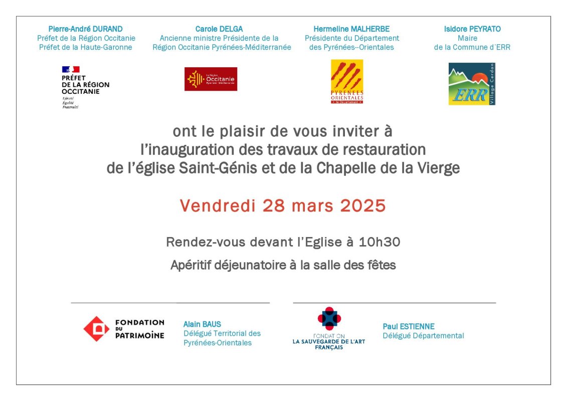 INAUGURATION DES TRAVAUX DE RESTAURATION DE L'EGLISE ET DE LA CHAPELLE