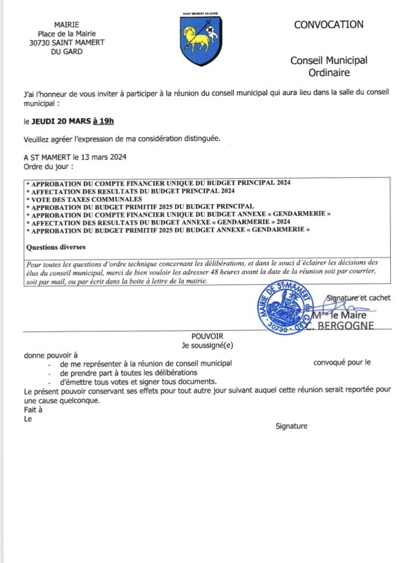 PROCHAIN CONSEIL MUNICIPAL