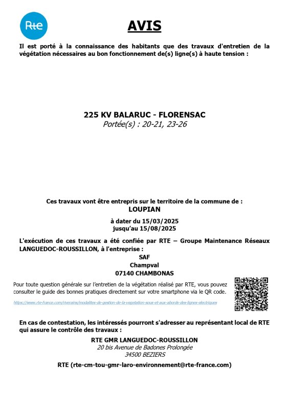 INFORMATION TRAVAUX D'ÉLAGAGE ET ABATTAGE ⚠⚠