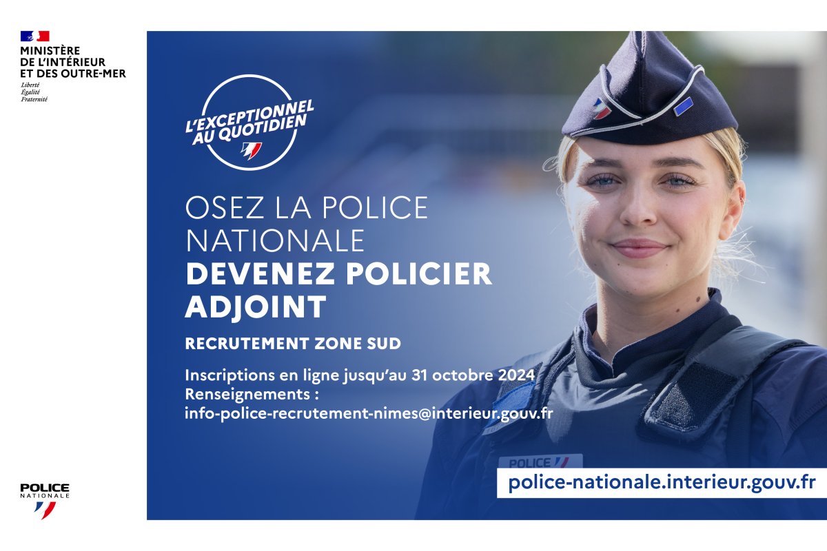 La Police nationale recrute des policiers adjoints dans votre région. Rejoignez-nous !