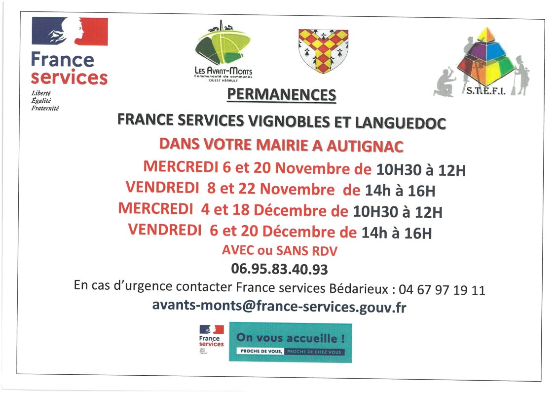 PERMANENCES FRANCE SERVICE NOVEMBRE DÉCEMBRE