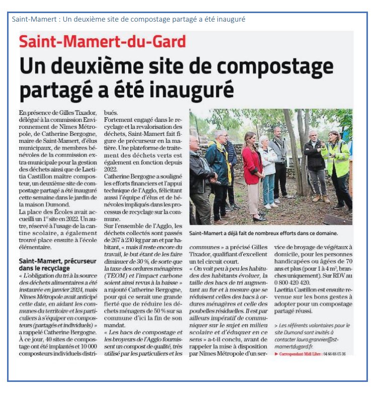 OUVERTURE SECOND SITE DE COMPOSTAGE : JARDIN MAISON DUMOND