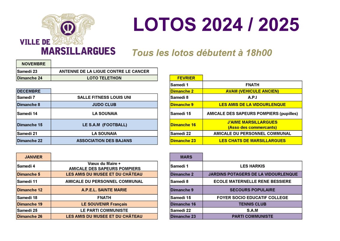 📌 Saison des lotos 2024/2025