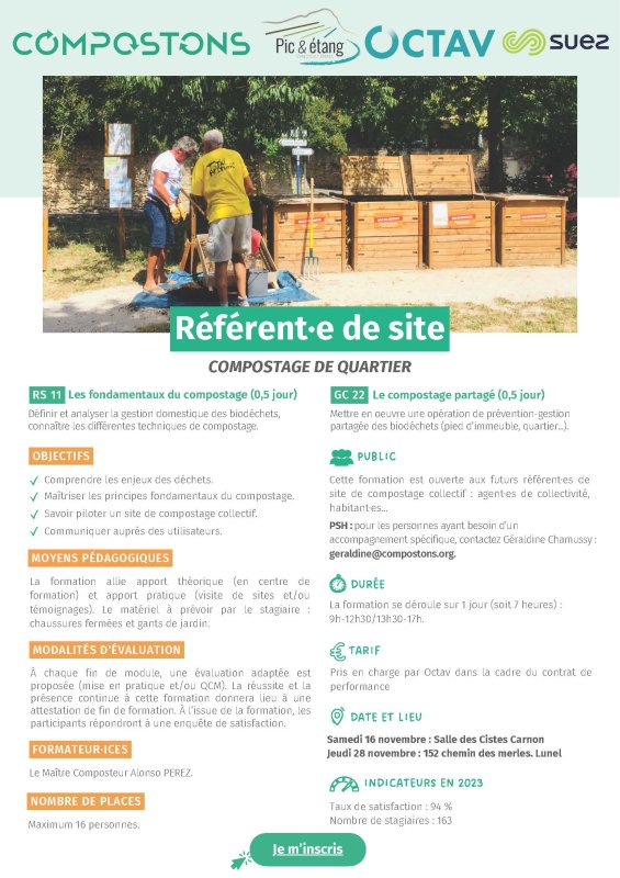 ♻️ Formation gratuite : Référent de site Compostage de quartier