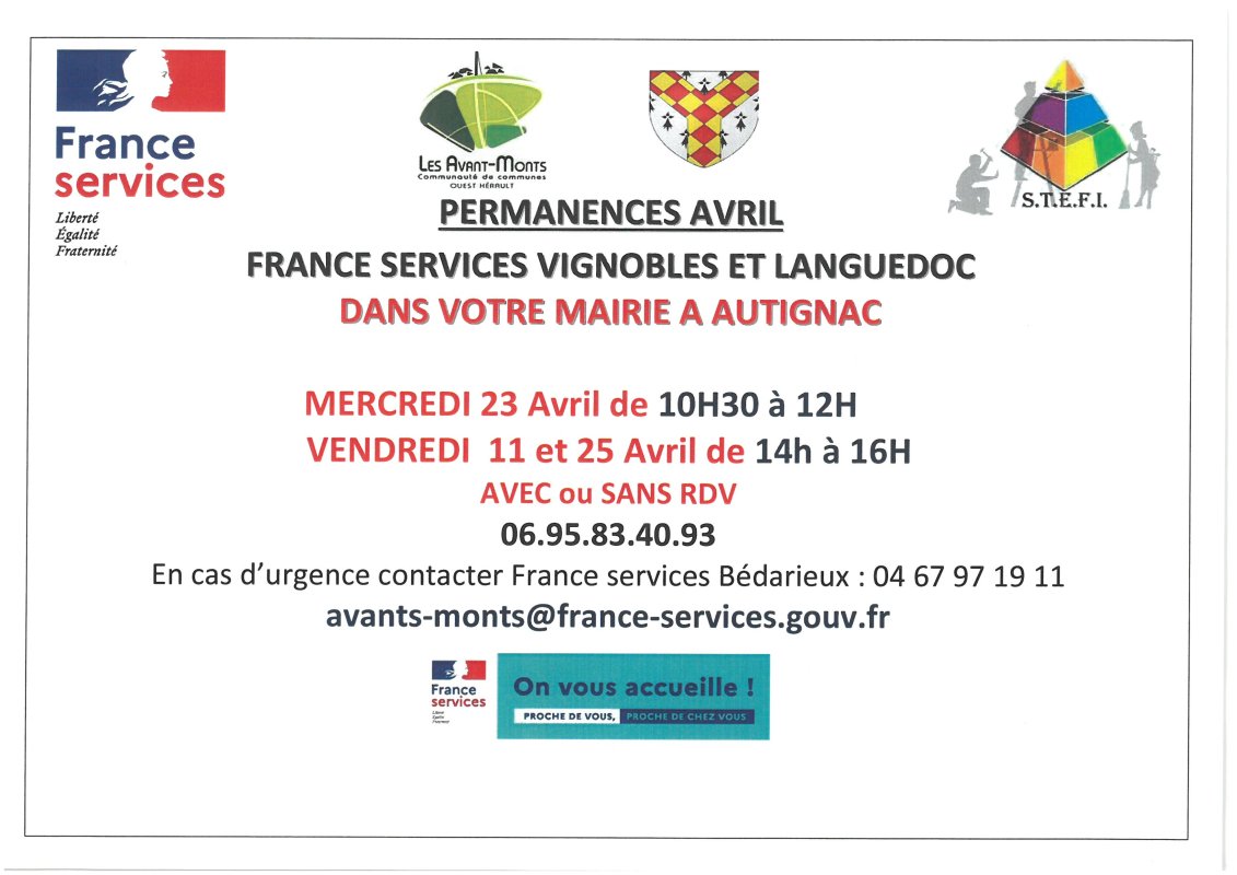 PERMANENCES FRANCE SERVICES AVRIL 2025