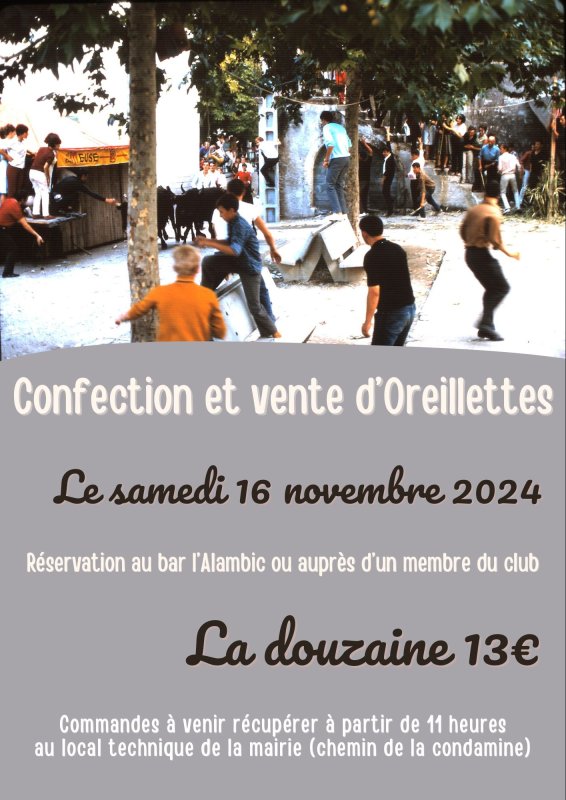 Samedi 16 novembre : Confection et vente d'oreillettes