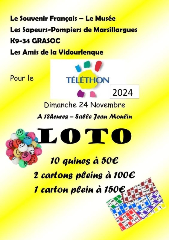 Marsillargues s'unit pour le Téléthon : un loto solidaire inédit (numéro d'accréditation téléthon 034E071)