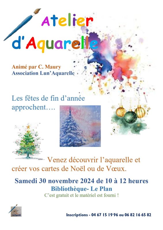 Atelier d'aquarelle, samedi 30 novembre