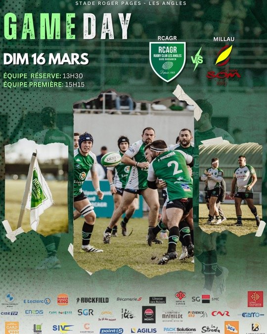 RUGBY CLUB LES ANGLES GARD RODANIEN RCAGR contre MILLAU Dimanche  16/03/2025