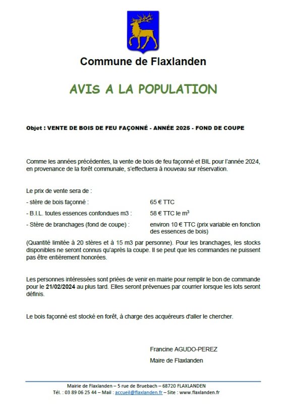 Vente de bois communal