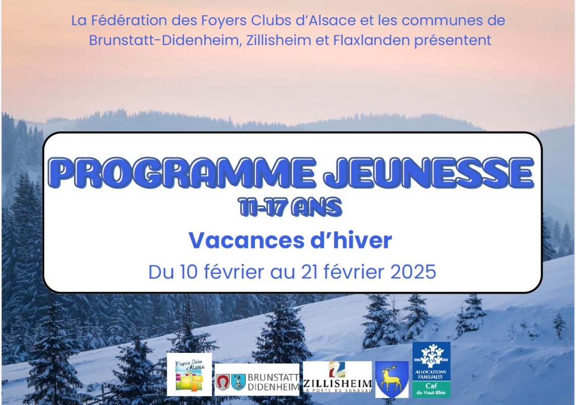 Programme d'animation jeunesse Vacances d'Hiver 11-17 ans