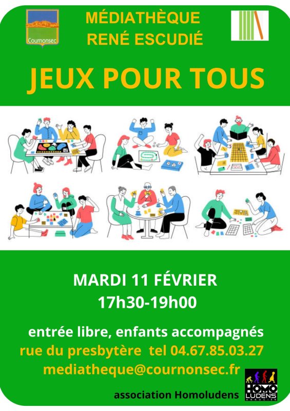 Jeux pour tous mardi 11 février 17h30-19h00