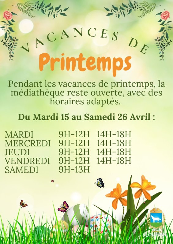 Pendant les vacances scolaires, les horaires de la médiathèque sont modifiés.