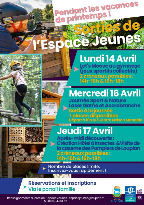 Il reste encore quelques places pour les sorties organisées la semaine prochaine avec l'Espace Jeunes de Loupian !