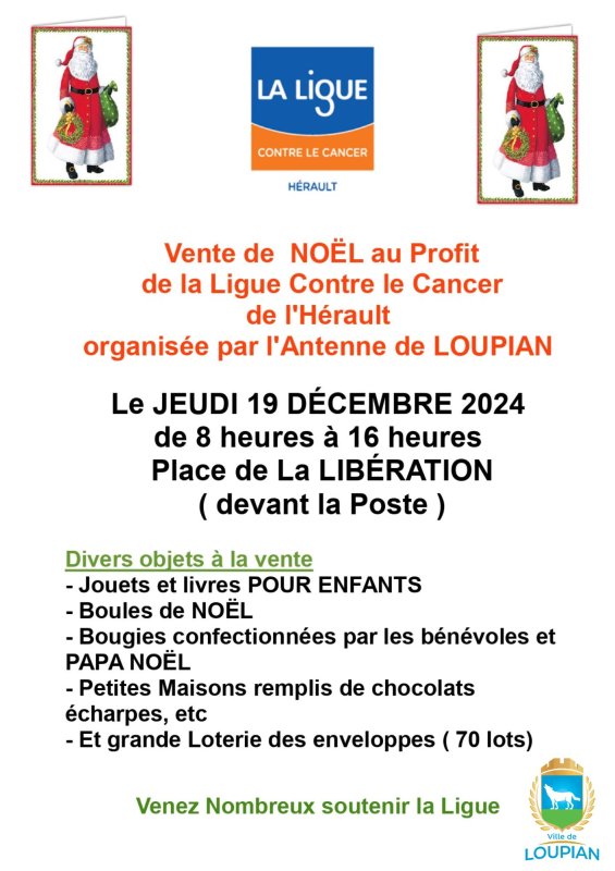 Retrouvez aujourd'hui, l'équipe des bénévoles de la Ligue contre le cancer, Place de la Libération, pour la grande vente de Noël !