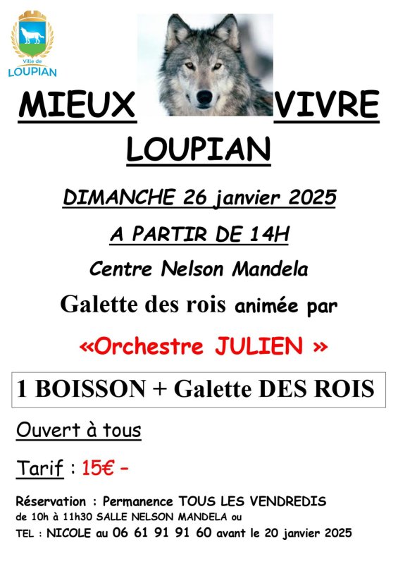 ⭐​ L'association Mieux Vivre de Loupian propose sa traditionnelle galette des rois le dimanche 26 janvier 2025 ⭐​ !