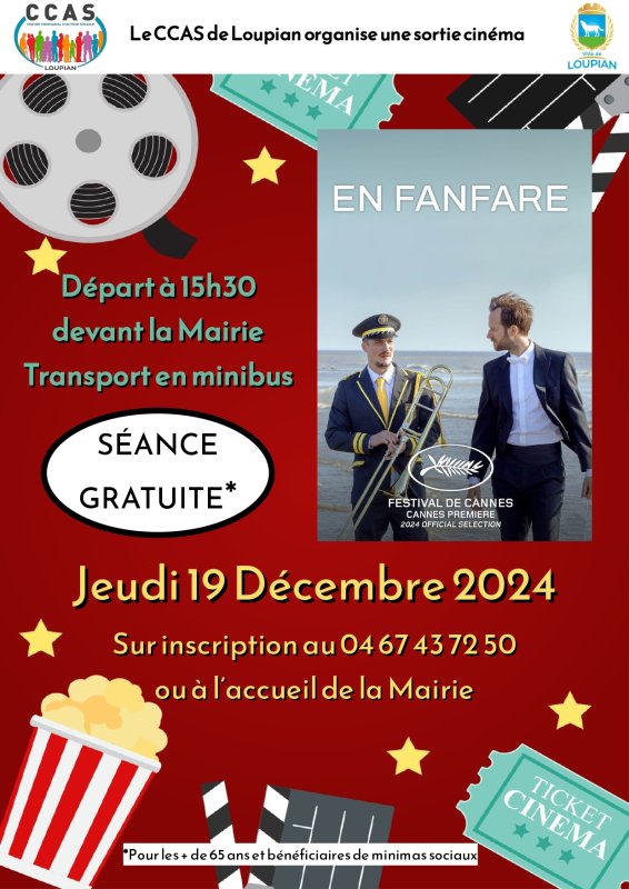 Il reste quelques places pour la sortie cinéma organisée par le CCAS au Taurus à Mèze !