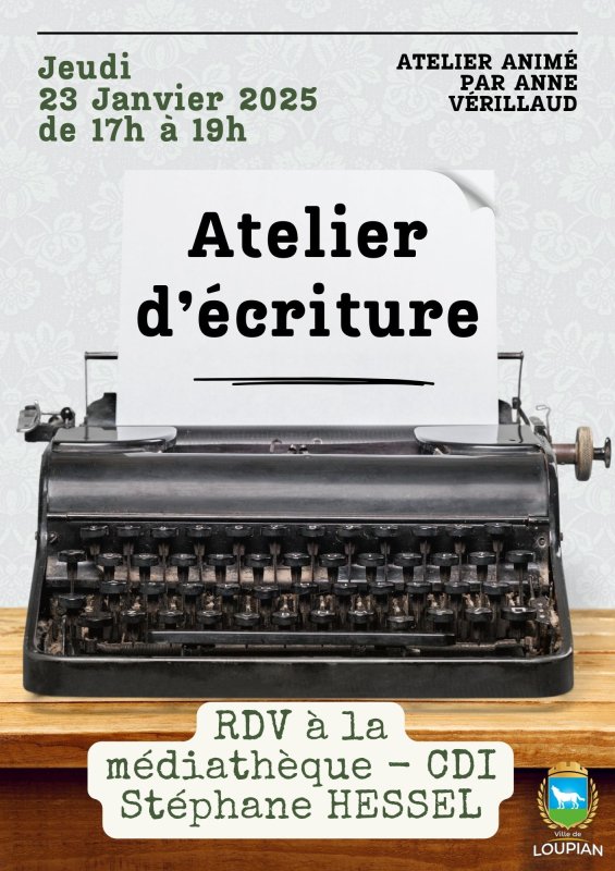 Le Jeudi 23 Janvier aura lieu le prochain atelier d'écriture.