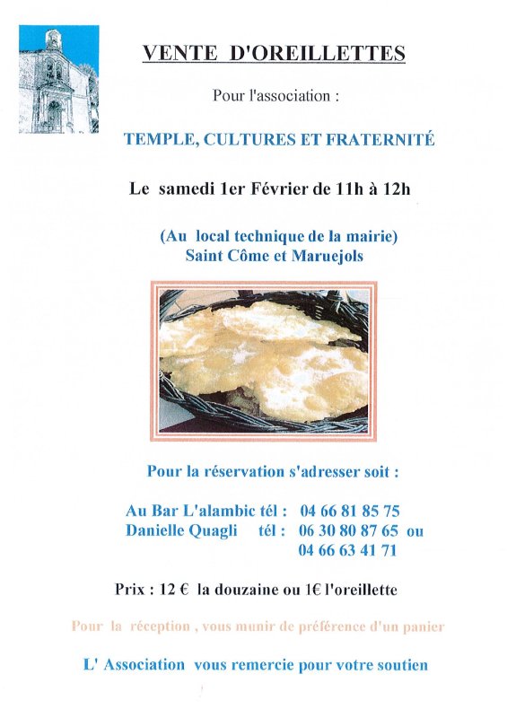 Vente d'oreillettes par l'association Temple, Cultures et Fraternité