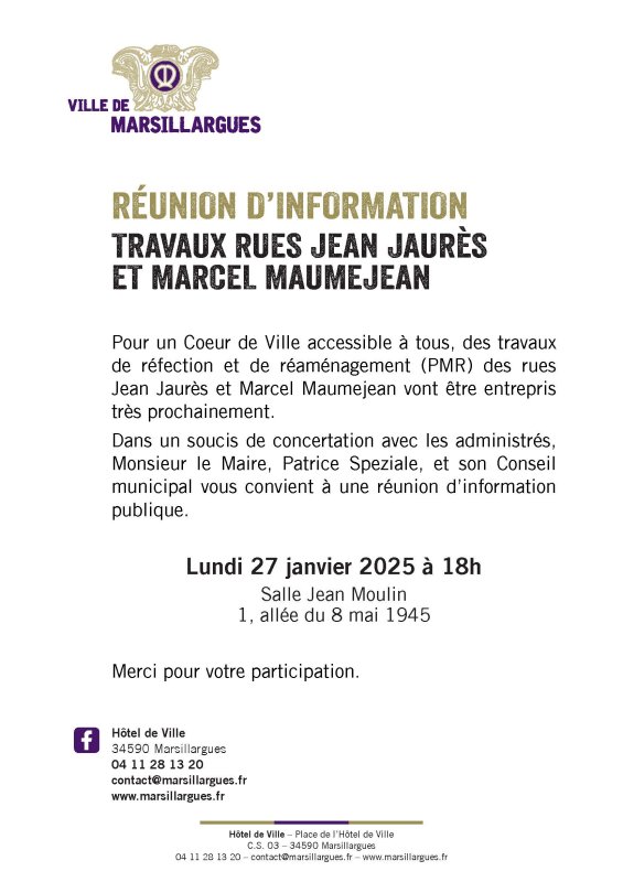 REUNION D'INFORMATION PUBLIQUE : Travaux Cœur de Ville