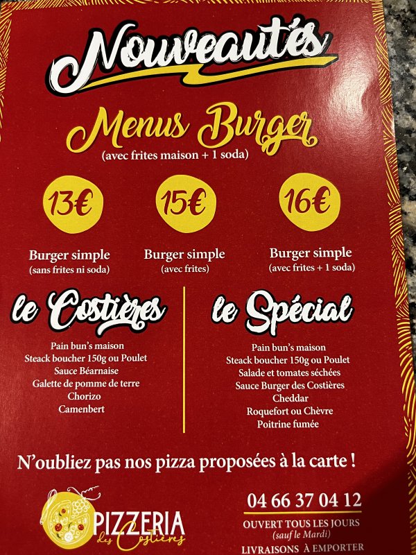 Nouveauté menu burger et menu tacos