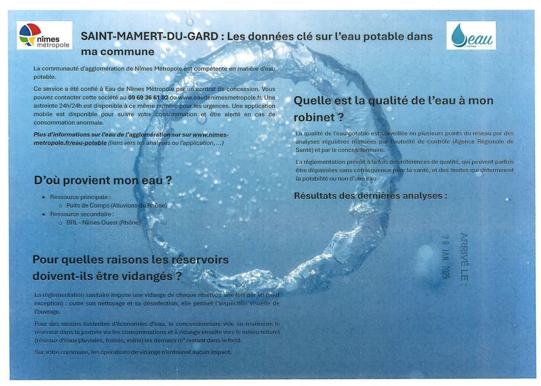 Les données clés sur l'eau potable dans ma commune