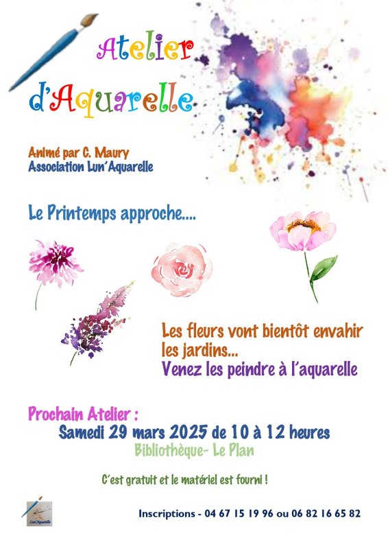 Atelier d'aquarelle, samedi 29 mars