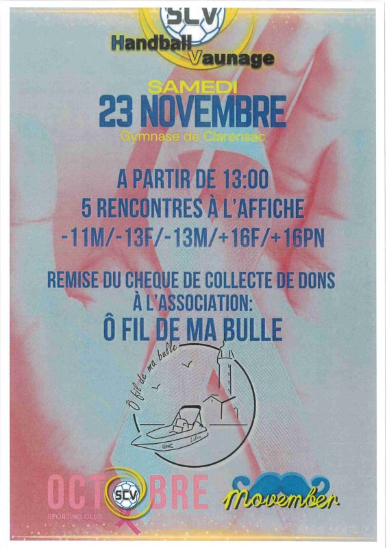 🤾‍♀️ SAMEDI 23 NOVEMBRE au Gymnase de Clarensac :   Une journée sportive et solidaire à ne pas manquer ! 🤾💕