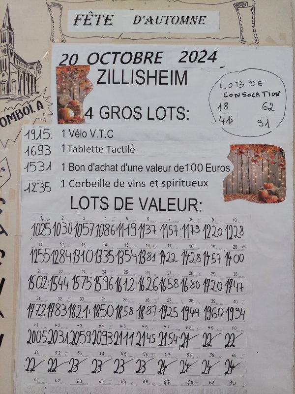 Tirage  tombola de la Fête d'Automne du 20 octobre 2024