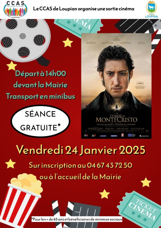 Il reste quelques places pour la sortie cinéma organisée par le CCAS demain au Taurus à Mèze.