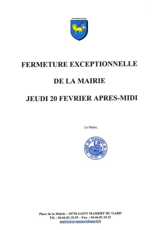 FERMETURE MAIRIE