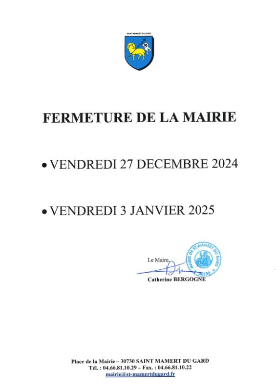 FERMETURE MAIRIE