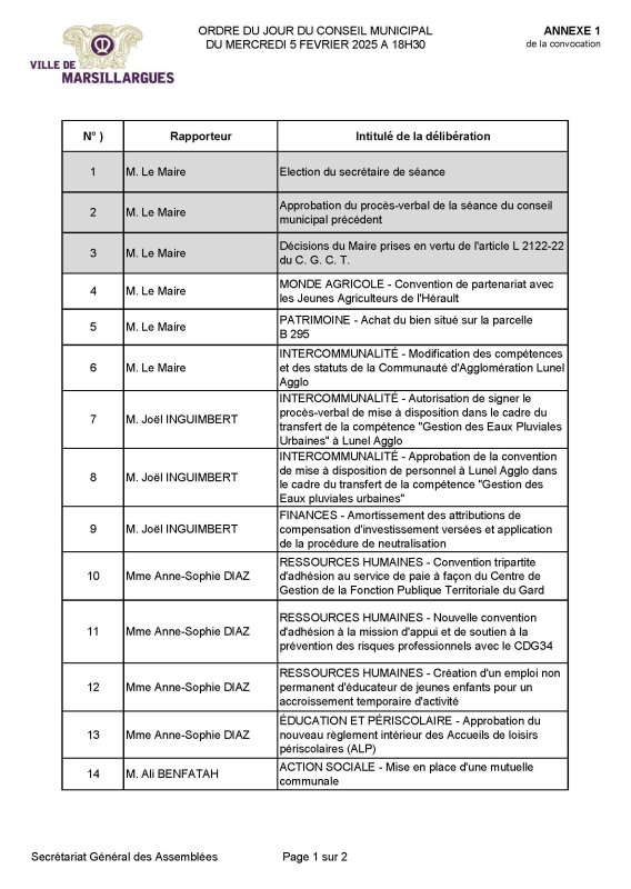 Prochain Conseil Municipal