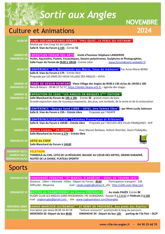 SORTIR AUX ANGLES - NOVEMBRE 2024