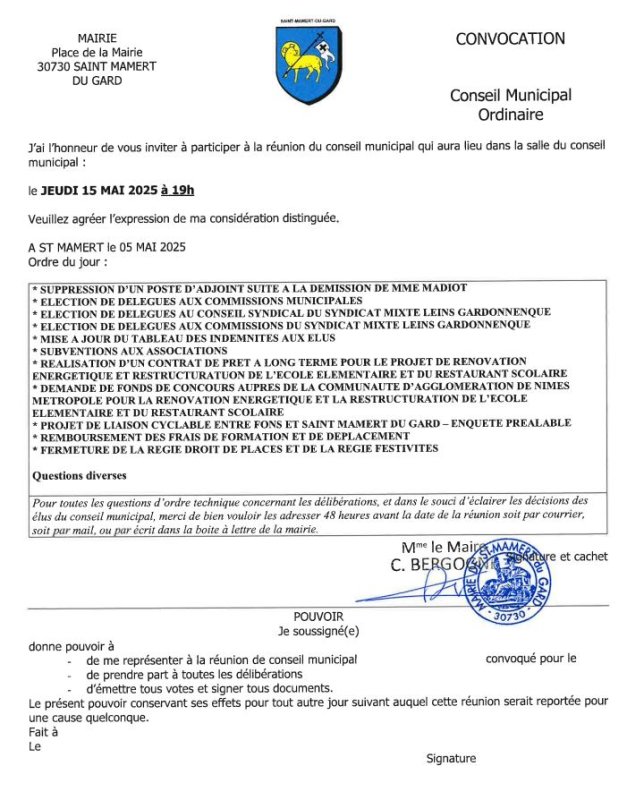 PROCHAIN CONSEIL MUNICIPAL