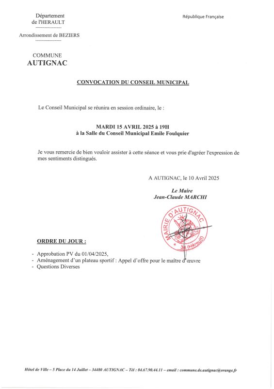 Convocation Conseil Municipal