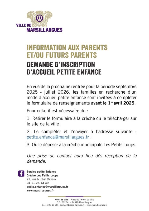 Demande d'inscription en accueil Petite Enfance