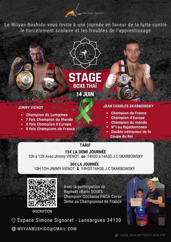 Ouverture des inscriptions pour le Stage de Boxe Thaï avec Jimmy Vienot et Jean Charles Skarbowsky