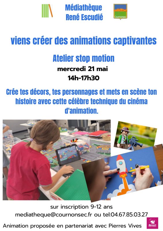 Atelier Stop Motion mercredi 21mai 14h-17h