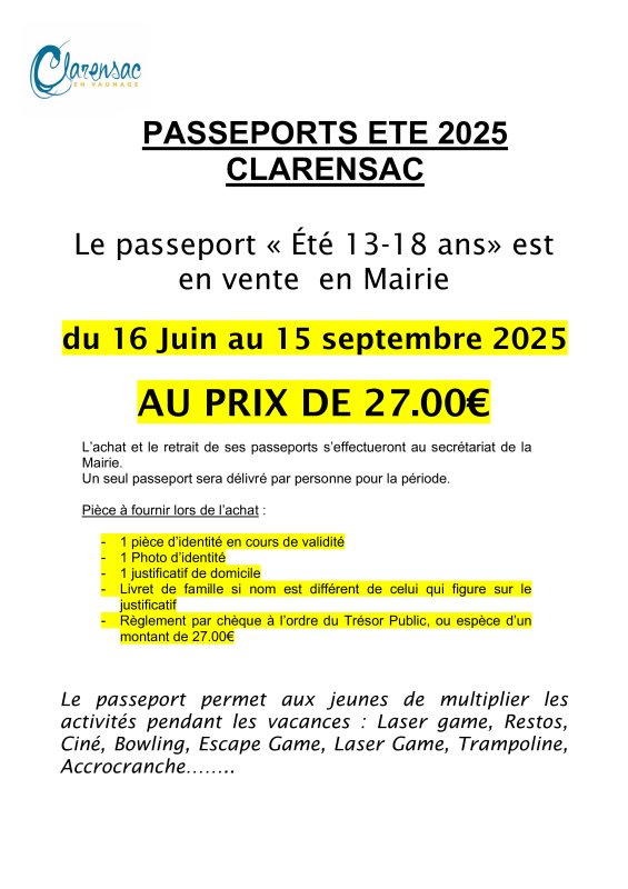 Passeport &eacute;t&eacute; 2025