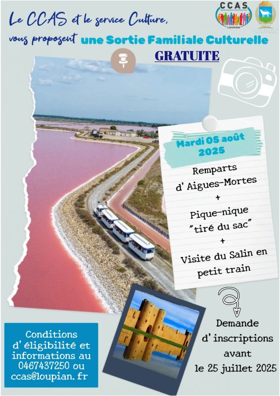Ce sont les derniers jours d'inscription pour la sortie organisée par le CCAS et le service culture de la commune ! 🌞​