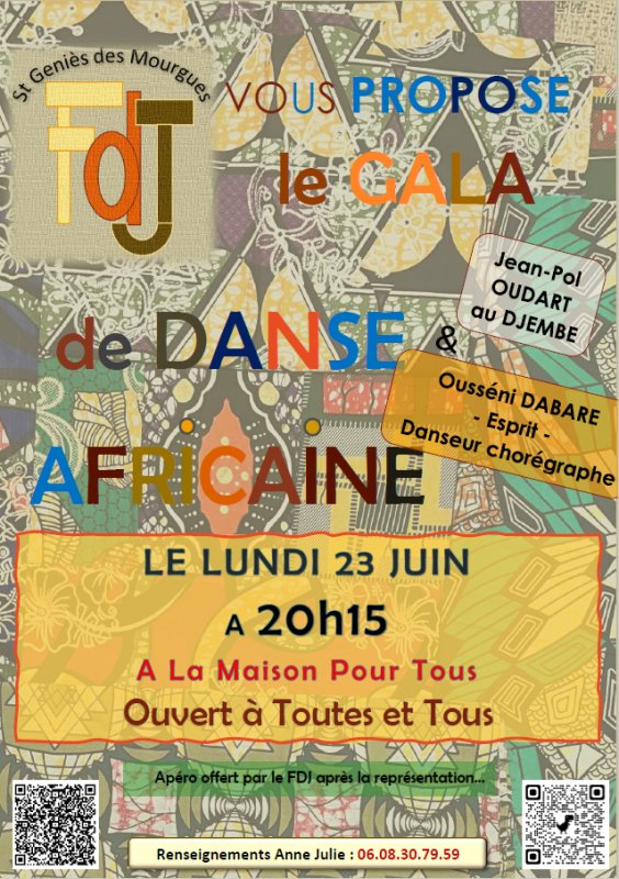[FDJ] Gala de la Danse Africaine : Lundi 23 juin à 20h15 à la Maison Pour Tous 💃