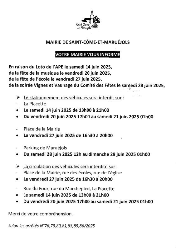 🔔 INFORMATION CIRCULATION & STATIONNEMENT – JUIN 2025 🔔