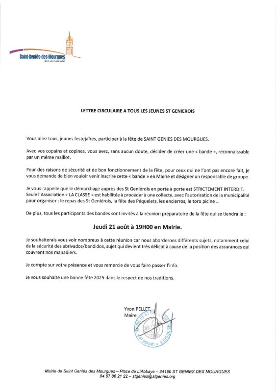 Message pour la Jeunesse