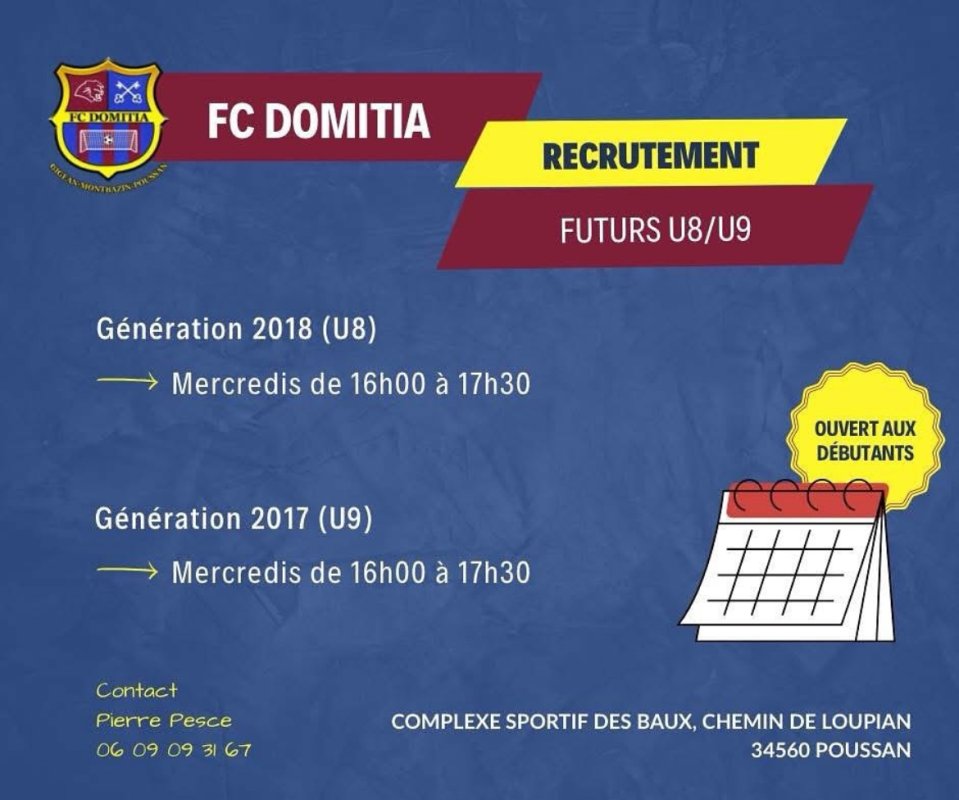 Le FC Domitia recherche des joueurs U8 et U9 pour compléter ses effectifs