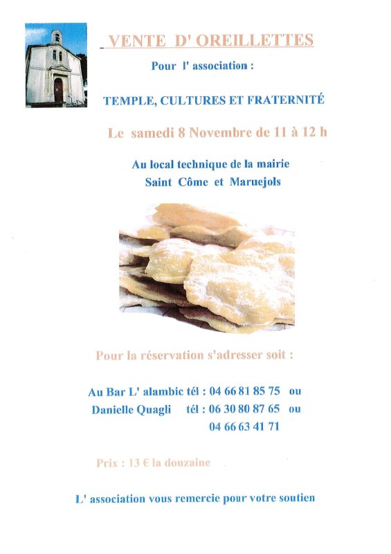 Vente d'oreillettes par l'association Temple, Cultures et Fraternité