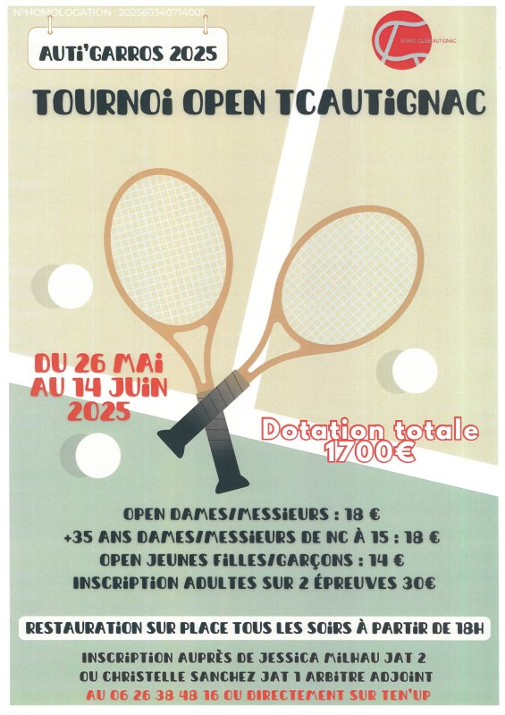 TOURNOI OPEN TCAUTIGNAC