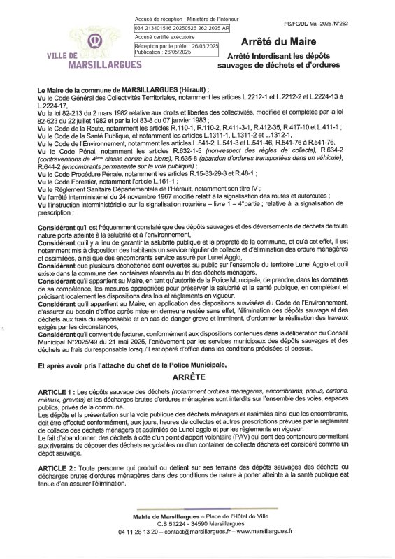 Interdiction des dépôts sauvages – Instauration d’une tarification